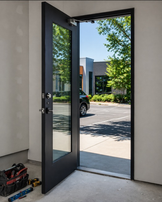 buisness door in the summer